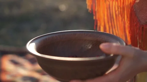 Сlose-up of a clay bowl Stock Footage 110693559