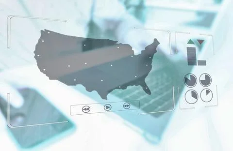 Slot locations on US map with controller Stock Photos
