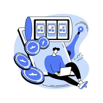 Slot machine abstract concept vector illustration. Stock Illustration