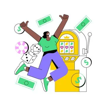 Slot machine abstract concept vector illustration. Stock Illustration