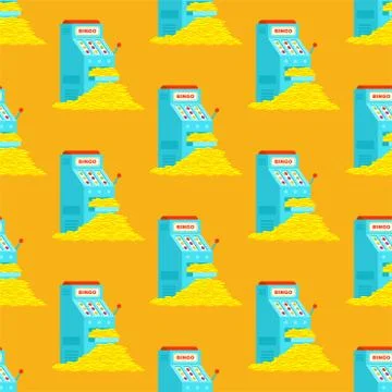 Slot machine and win pattern seamless. Bingo jackpot background. Many money イラスト素材