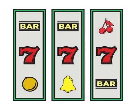Slot machine casino elements on white background - Vector Stock Illustration