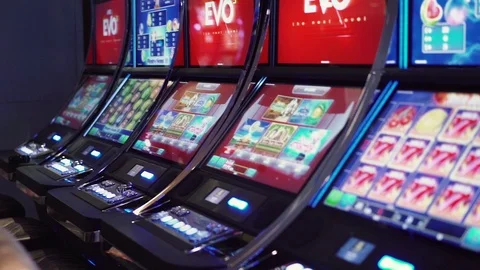 The slot machine in casino Stock Footage 123802253