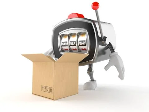 Slot machine character with open box Stock Illustration