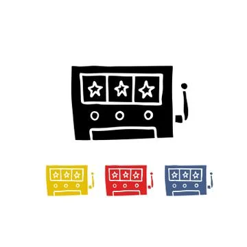 Slot machine doodle icon, vector color illustration Stock Illustration