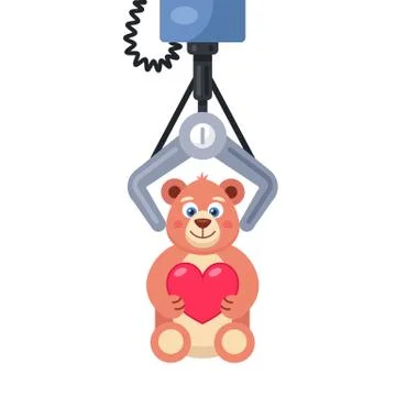 Slot machine. hook hooked on a soft toy. Stock Illustration