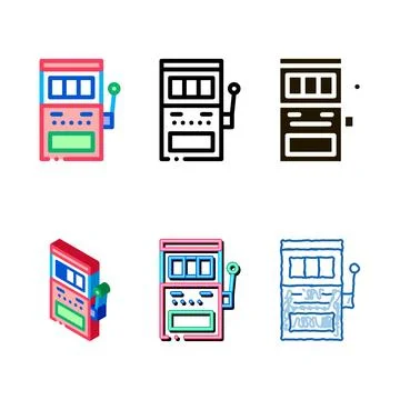 Slot machine icon vector variety outline Illustrazione stock