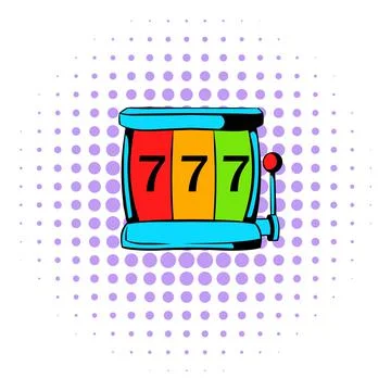 Slot machine jackpot icon, comics style Illustrazione stock