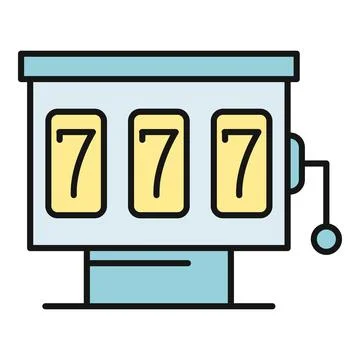 Slot machine showing jackpot win with three sevens Stock Illustration