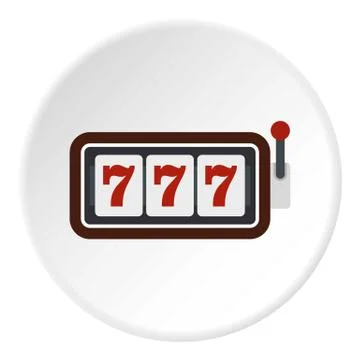 Slot machine with three sevens icon circle 스톡 일러스트