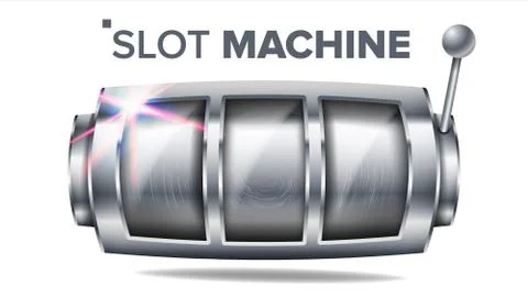 Slot Machine Vector. Silver Lucky Empty Slot. Big Win Banner Element. Spin Wheel Stock Illustration