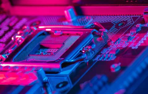 Slot for PC processor installation Stock Photos