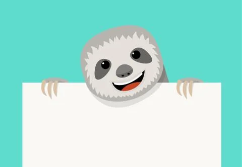 Sloth and empty white paper, vector design Stock Illustration
