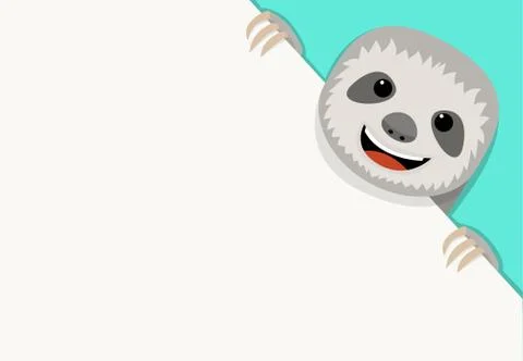 Sloth and empty white paper, vector design Stock Illustration