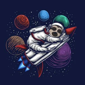 Sloth astronaut vector illustration Stock Illustration