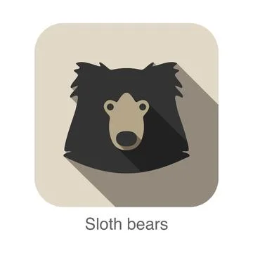 Sloth bear face flat icon design. Animal icons series. Stock Illustration