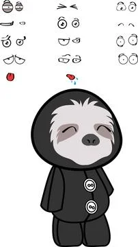 Sloth bear plush character cartoon Stock Illustration