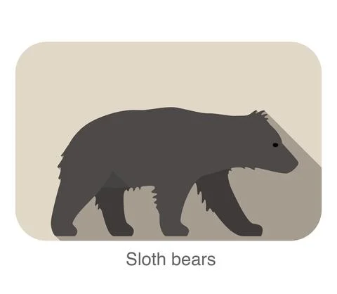 Sloth bear walking side flat 3D icon design, vector illustration Illustrazione stock
