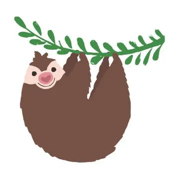 Sloth on a branch Stock Illustration