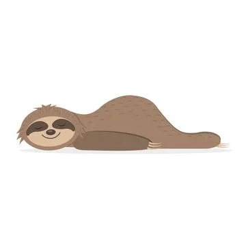 Sloth doing yoga, resting lying on his stomach, color isolated illustration v Stock Illustration