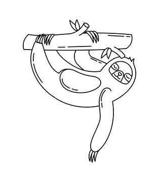Sloth Doodle Coloring Book with vector for kids Stock Illustration