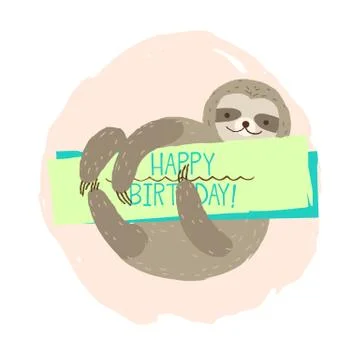 Sloth element of card Stock Illustration