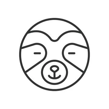 Sloth face, icon in line design. sloth, animal, slow, mammal, jungle, cute Stock Illustration