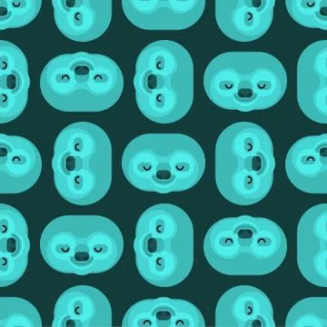 Sloth face pattern seamless. lazybones animal Cartoon background. Vector text Stock Illustration