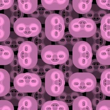 Sloth face pattern seamless. lazybones animal Cartoon background. Vector text Stock Illustration