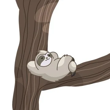 Sloth flat illustration Stock Illustration