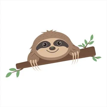 Sloth lying on a tree, vector isolated illustration, clipart Stock Illustration