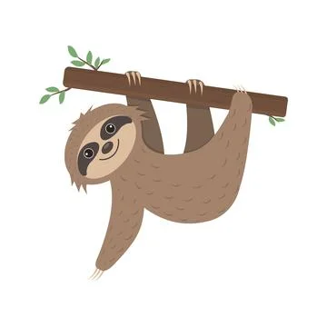 Sloth lying on a tree, vector isolated illustration Stock Illustration