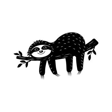 Sloth lying on a tree, vector isolated illustration Stock Illustration