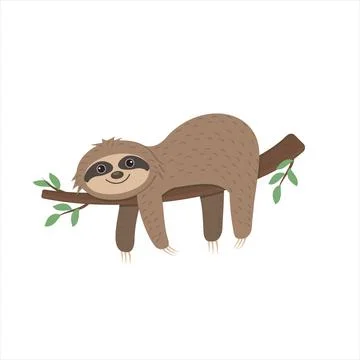 Sloth lying on a tree, vector isolated illustration clipart Stock Illustration