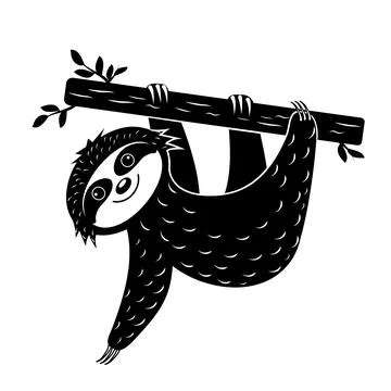 Sloth lying on a tree, vector isolated illustration Stock Illustration