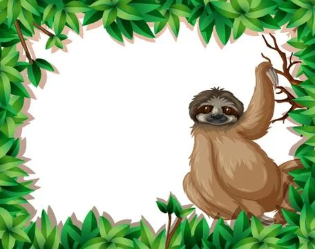 A sloth in nature frame Stock Illustration