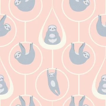 Sloth pattern. Seamless vector repeat animal design. Stock Illustration