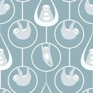 Sloth pattern. Seamless vector repeat animal design. Stock Illustration