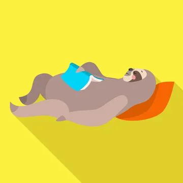 Sloth sleeping with book icon, flat style Illustrazione stock
