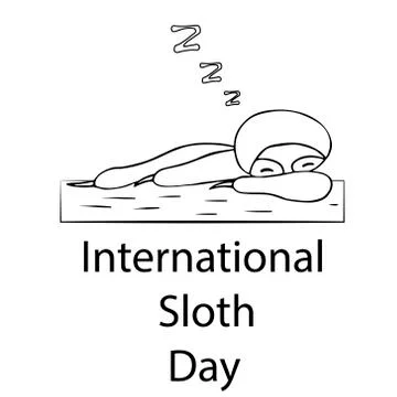 Sloth sleeping on a tree. international sloth day 20 october. isolated outlin Stock Illustration