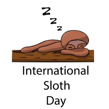 Sloth sleeping on a tree. international sloth day 20 october. isolated  illus Stock Illustration