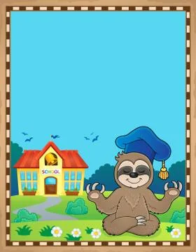 Sloth teacher theme parchment Stock Illustration