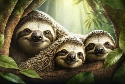 Sloths with copy space background. World wildlife day concept. Stock Illustration