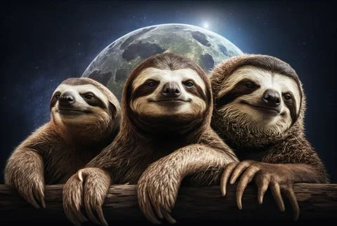 Sloths with copy space background. World wildlife day concept. Stock Illustration
