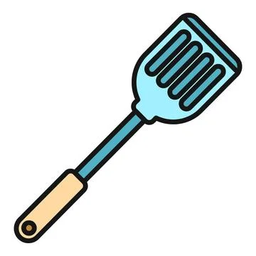 Slotted kitchen spatula cooking tool vector icon Stock Illustration