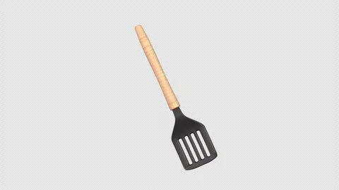 Slotted Spatula Rotating on a Transparent Background. Seamless Loop. 4K Stock Footage 293957786