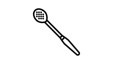Slotted spoon kitchen cookware line icon animation Stock Footage 326135901