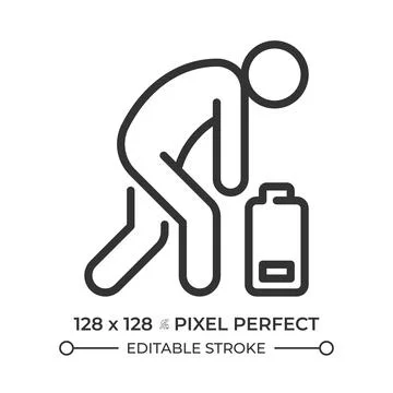 Slouching human figure pixel perfect simple line icon Stock Illustration