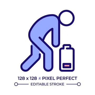 Slouching human figure pixel perfect line color icon Stock Illustration