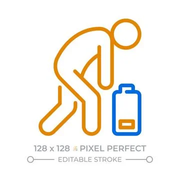 Slouching human figure pixel perfect duotone line icon Stock Illustration
